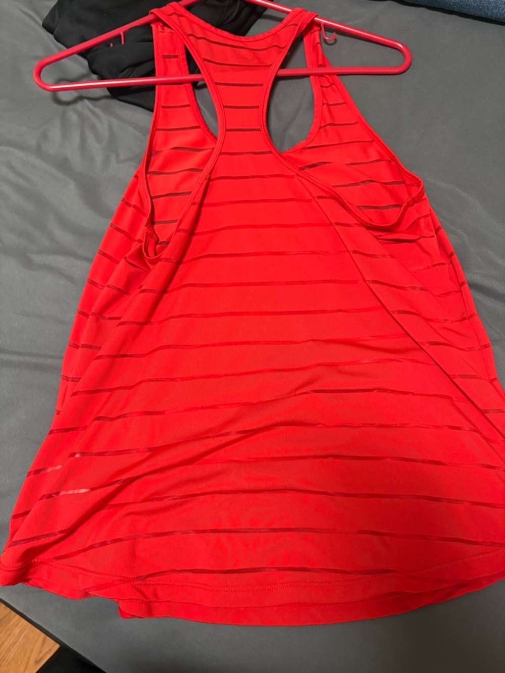 ZYIA Red Racerback Tank with Sheer Stripe Panels